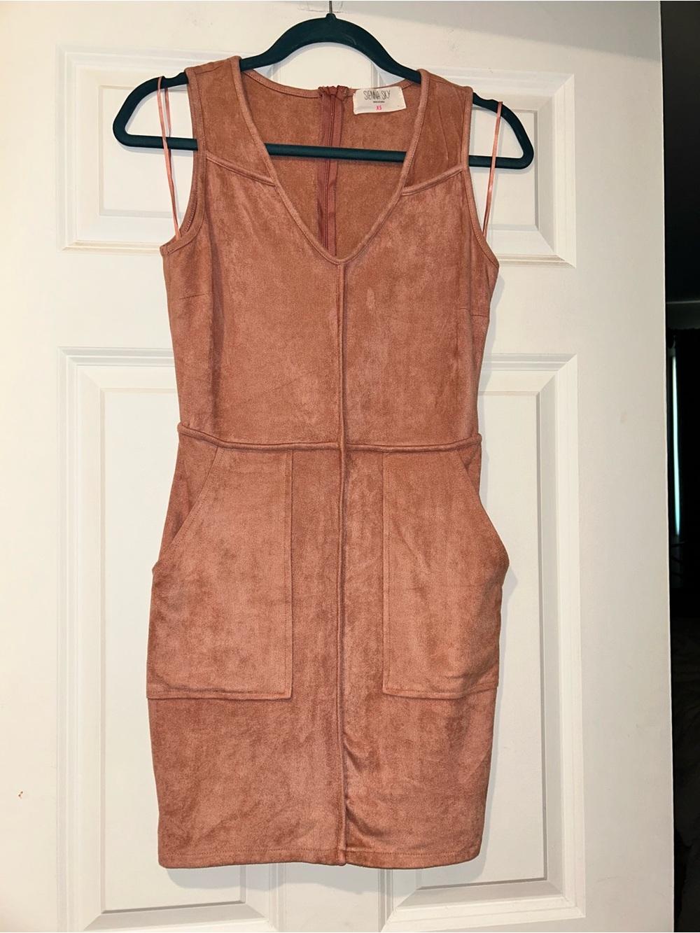 Sienna Sky Dusty Rose Stretch Faux Suede Mini Dress